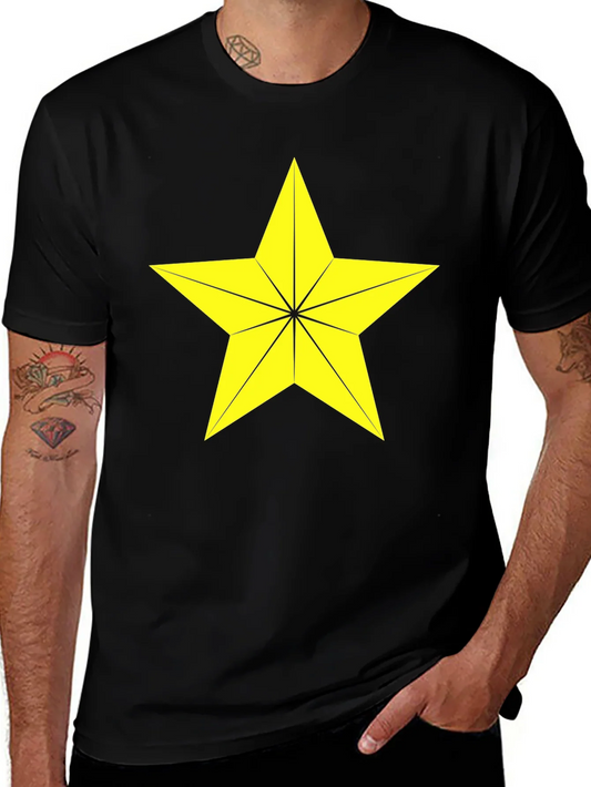 Star Graphic Tee - Bold Yellow Star Design