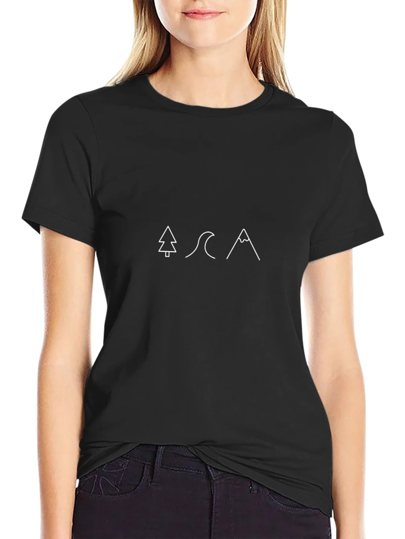 Minimalist Nature T-Shirt - Tree Wave Mountain
