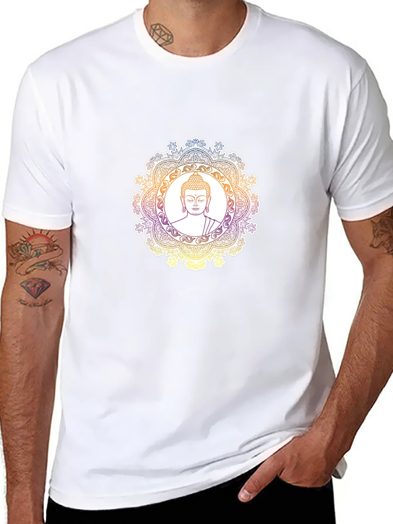 Buddha Mandala Graphic T-Shirt - Black