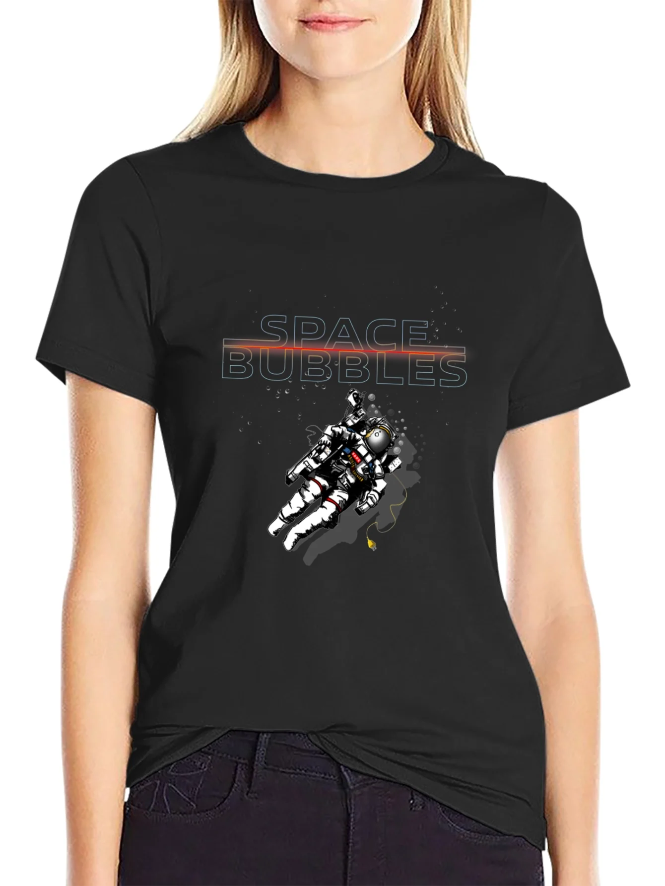 Space Bubbles Graphic T-Shirt - Unique Astronaut Design