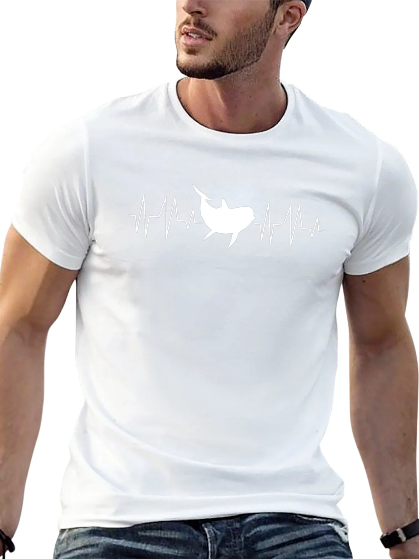 Shark Heartbeat Graphic T-Shirt - Black Cotton Tee