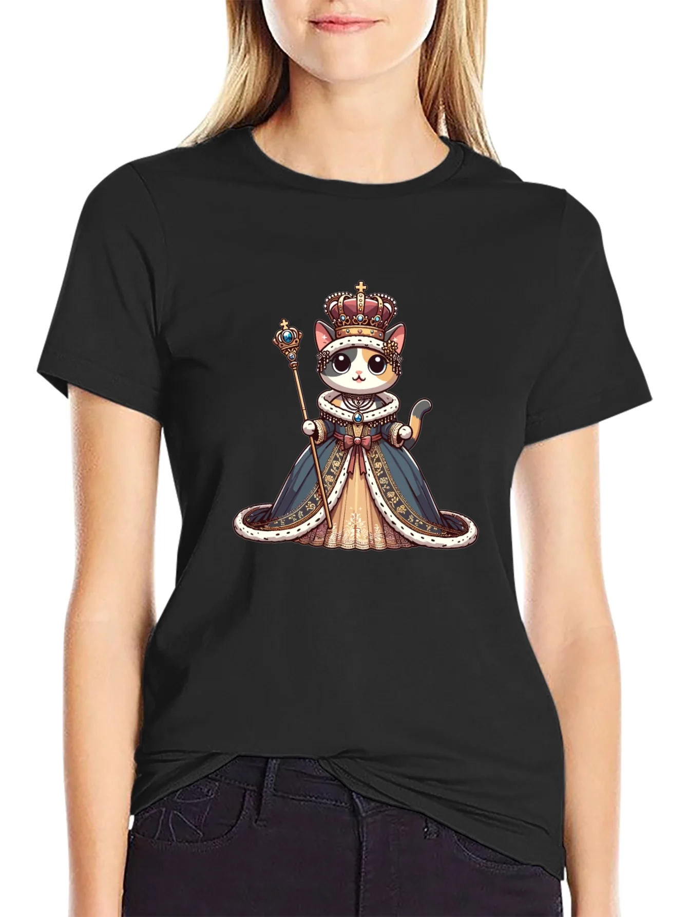 Cat Queen Graphic Tee - Royal Feline Style