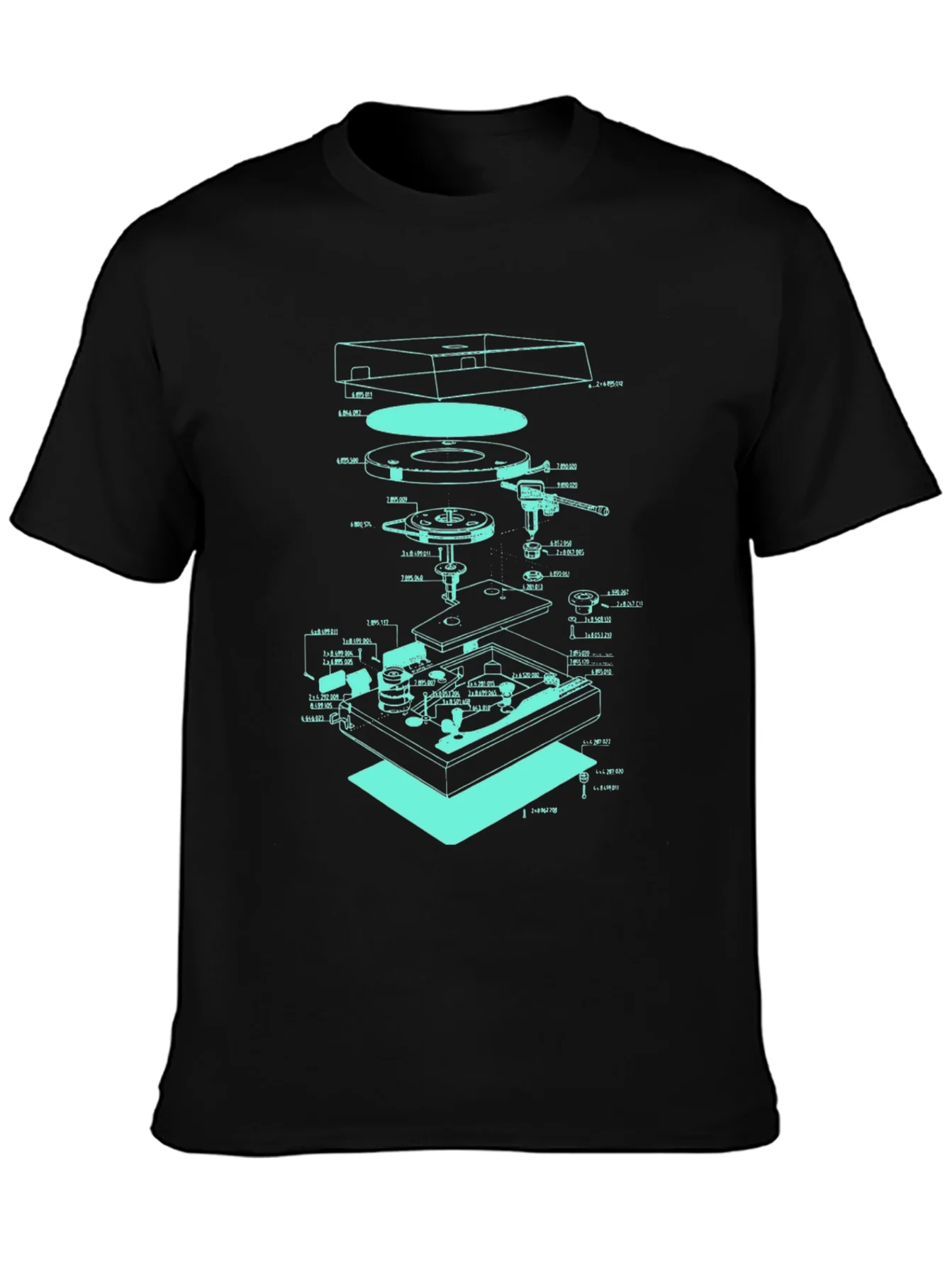 Turntable Schematic Graphic Tee - Cool Music Lover Design