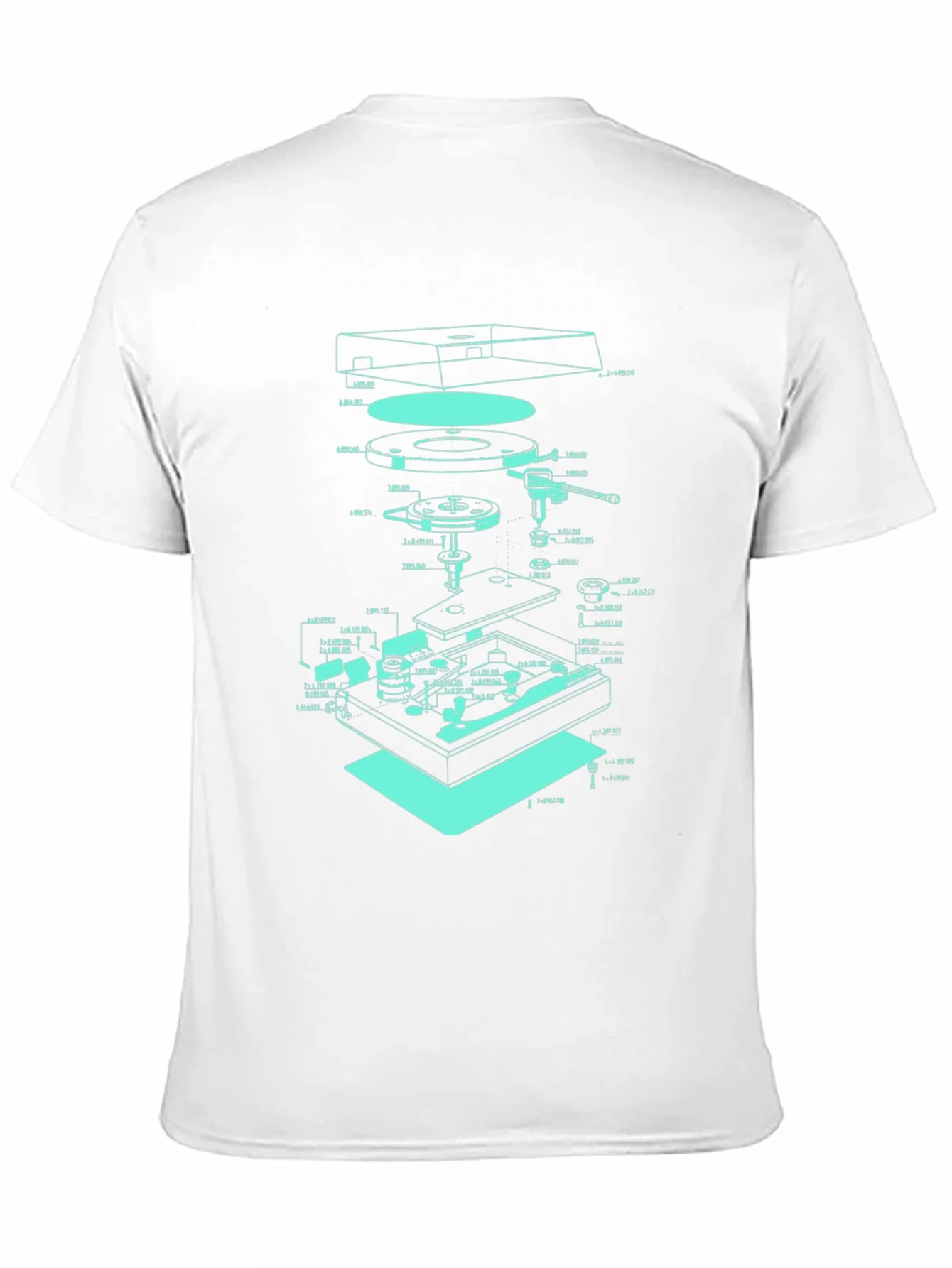 Turntable Schematic Graphic Tee - Cool Music Lover Design