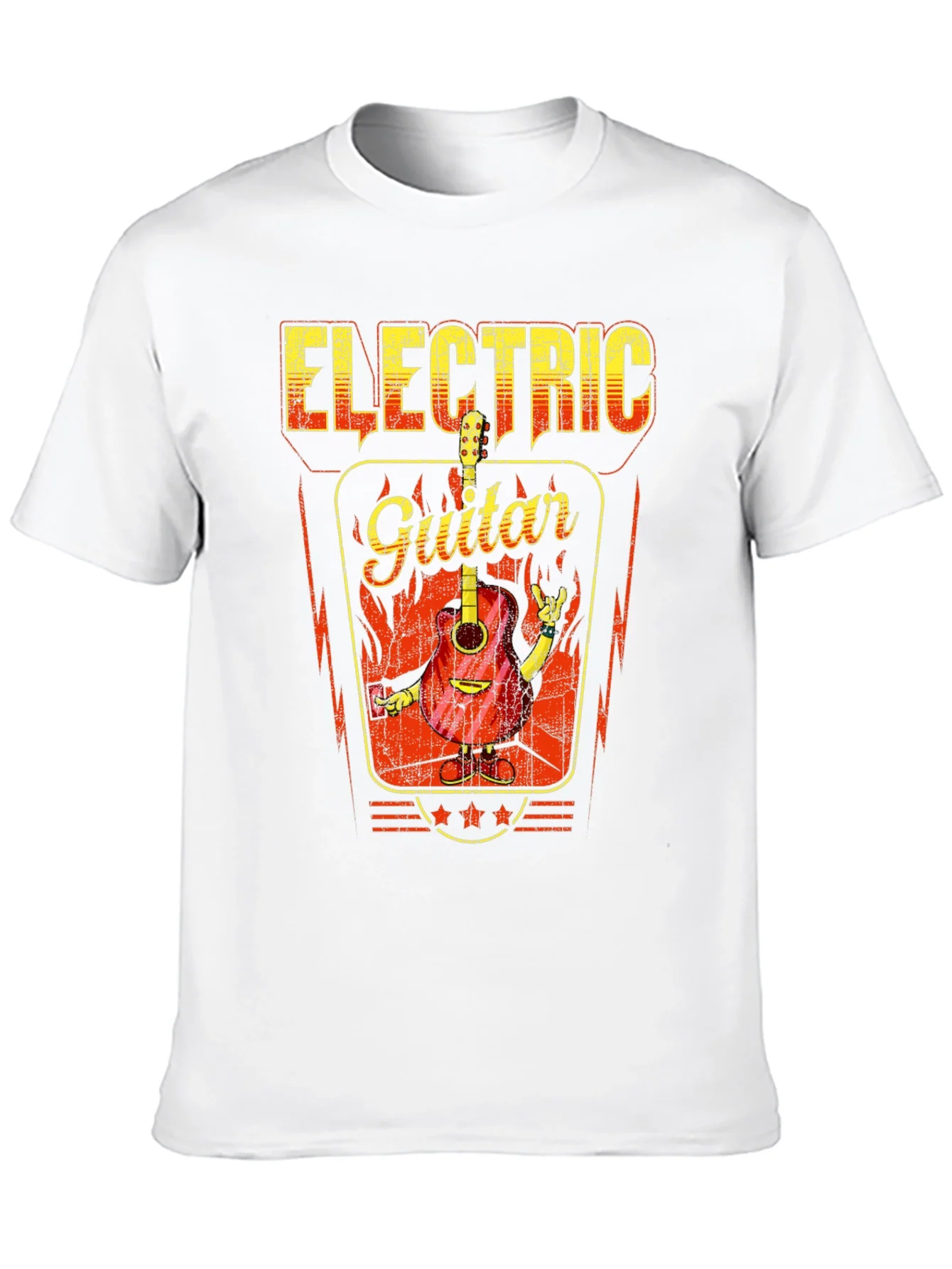 Electric Guitar Graphic Print Black T-Shirt