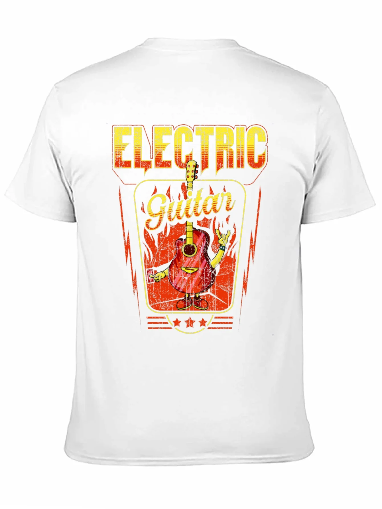 Electric Guitar Graphic Print Black T-Shirt