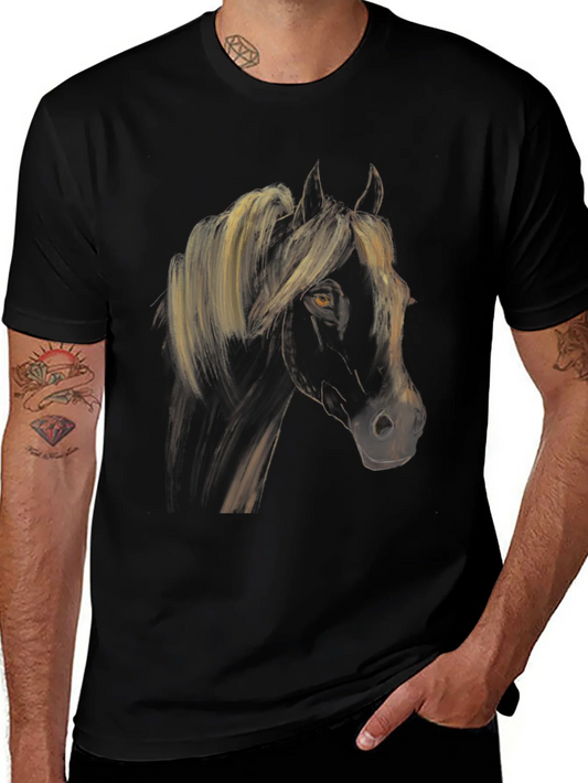 Black Horse Graphic Tee - Stylish Equestrian Shirt