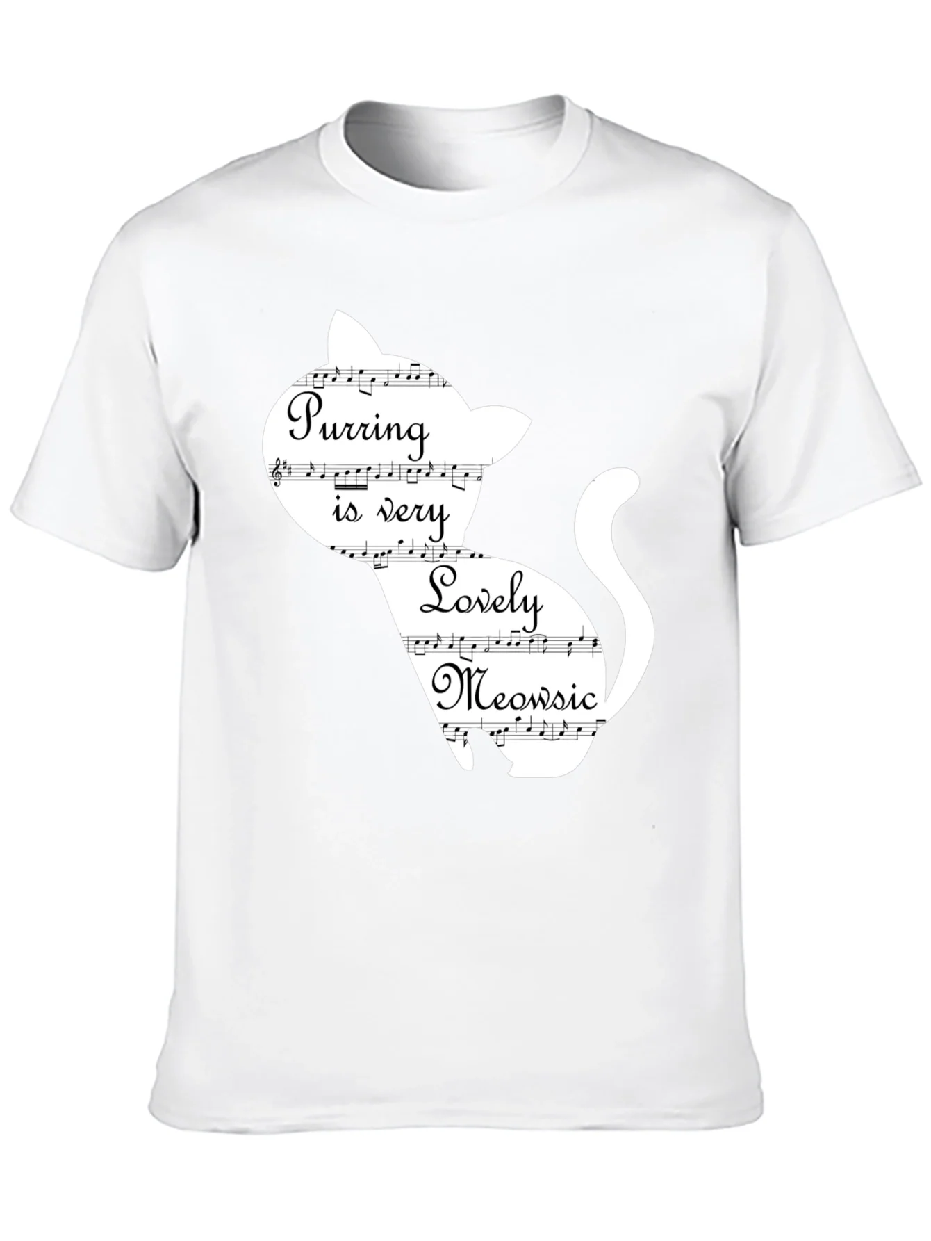 Purring Lovely Meowsic Cat Graphic T-Shirt