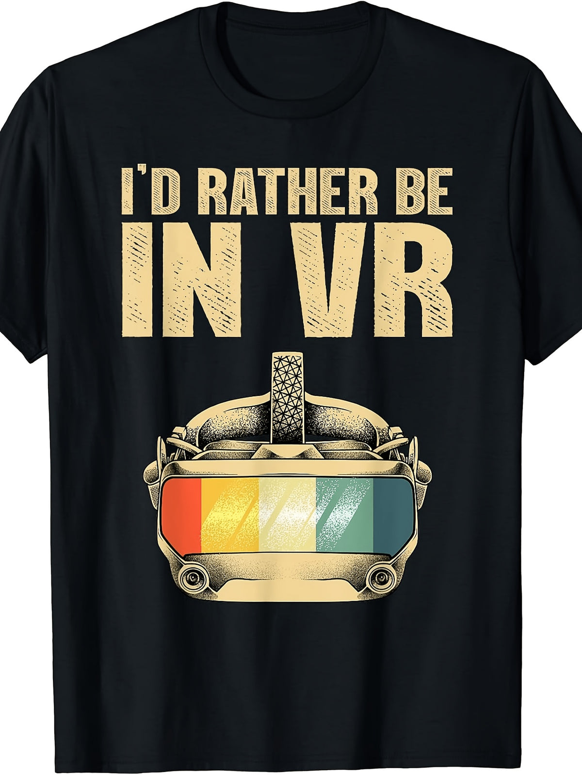 Vintage Retro Style, Men'S And Women'S T-Shirt, I'D Rather Be in VR Virtual Reality Headset Graphic, Casual Daily Wear Summer