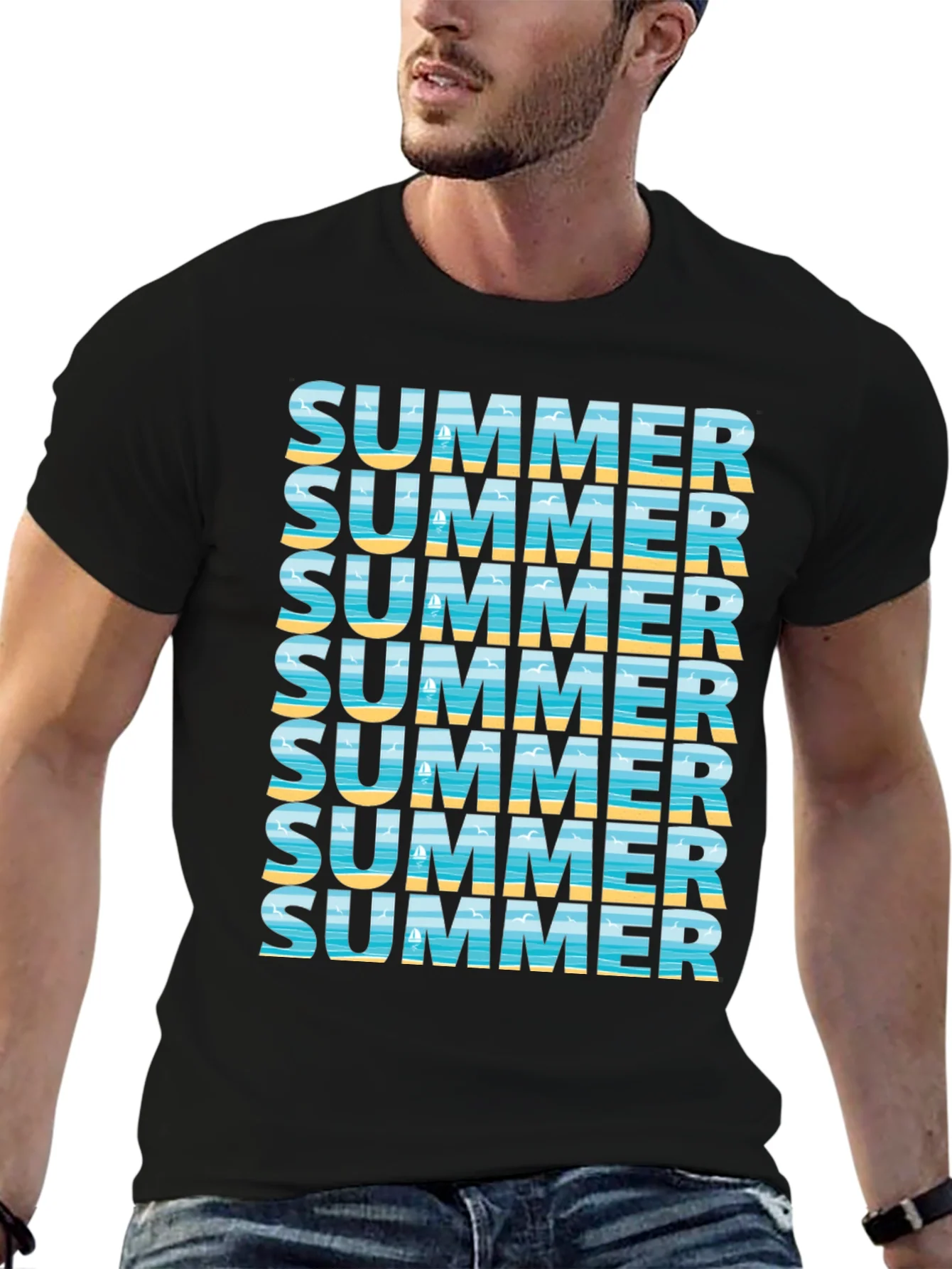 Summer Vibes Graphic Tee - Beach Design