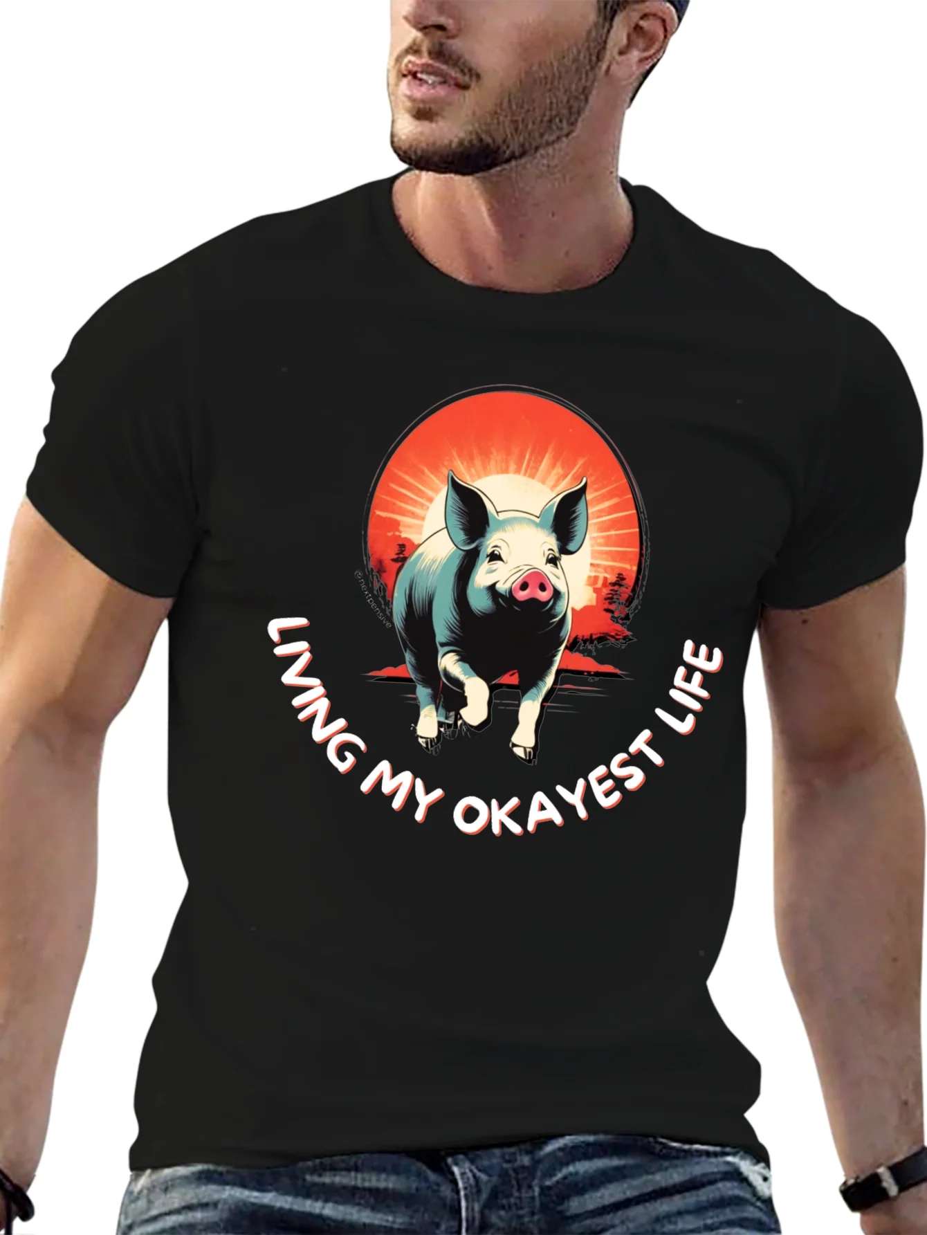 Living My Okayest Life Pig Graphic Tee