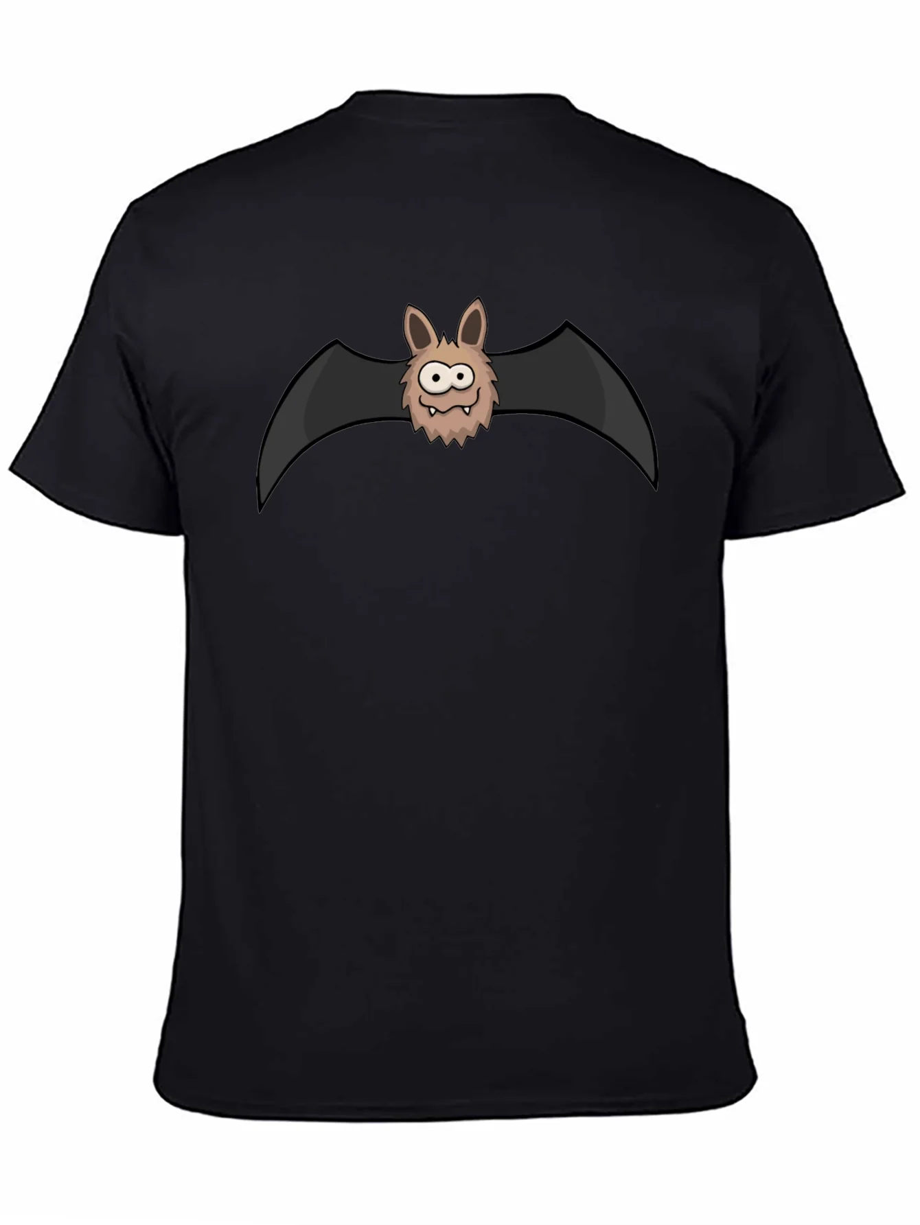 Funny Cartoon Bat Graphic Black T-Shirt