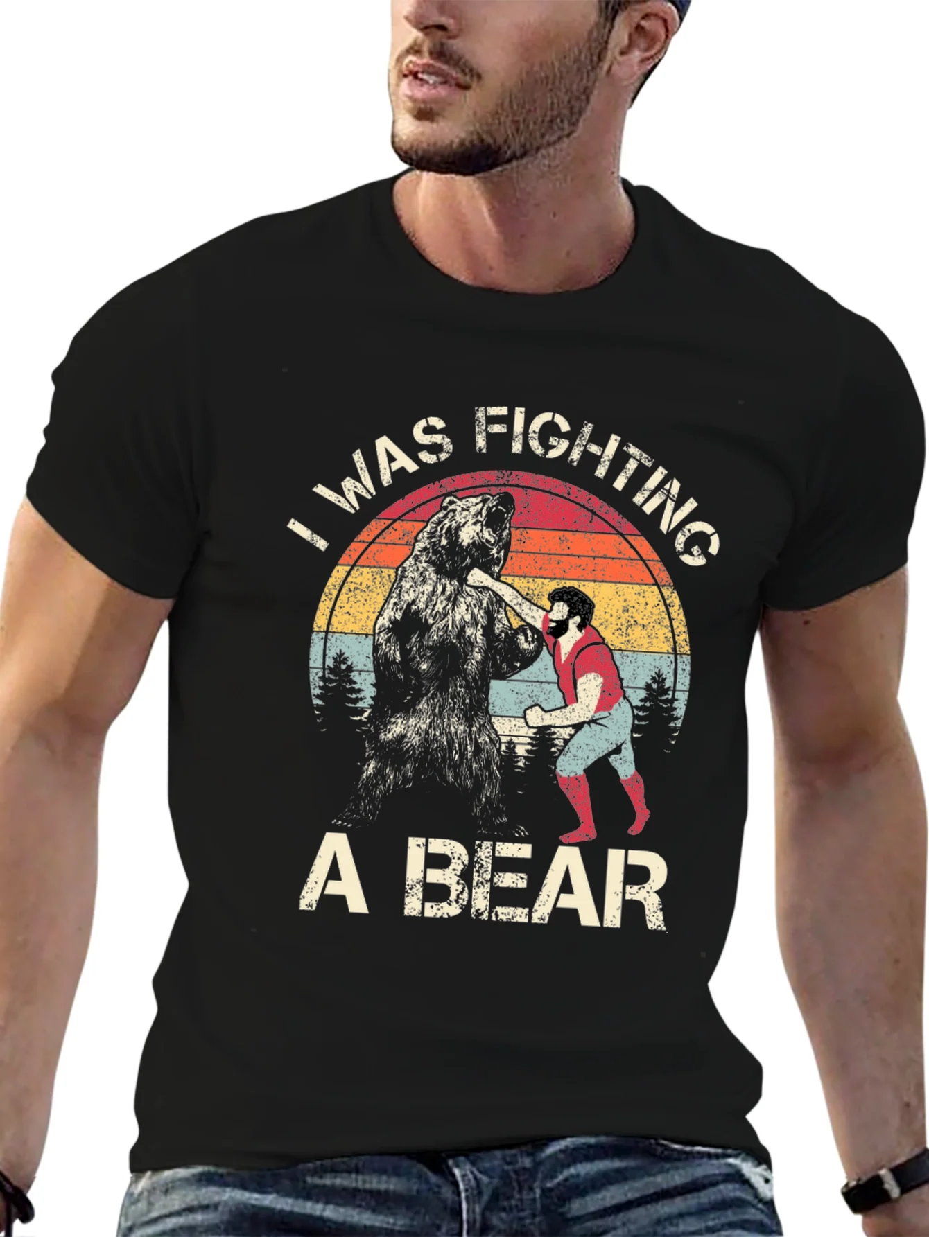 I Was Fighting A Bear T-Shirt Funny Graphic Tee
