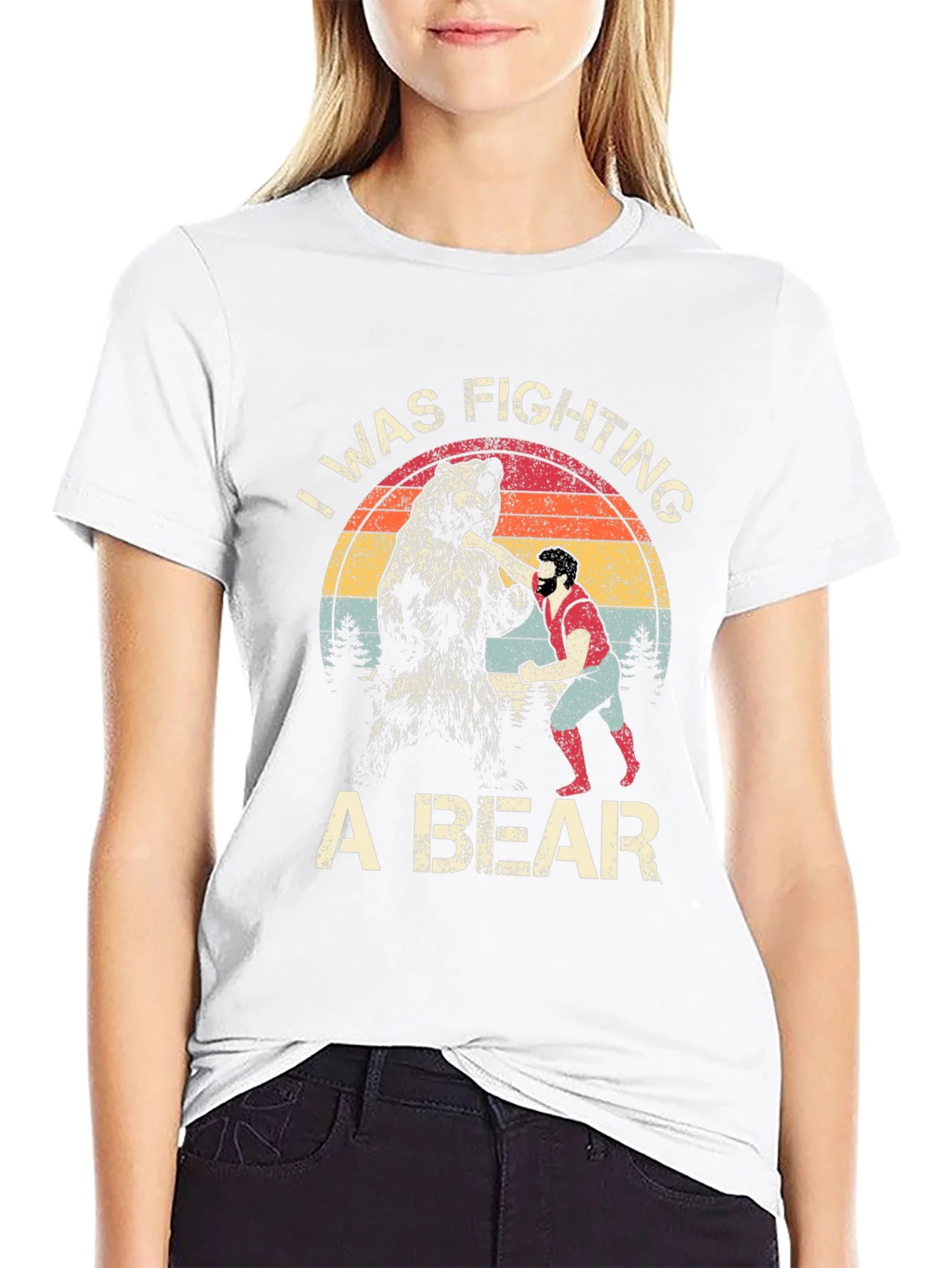 I Was Fighting A Bear T-Shirt Funny Graphic Tee