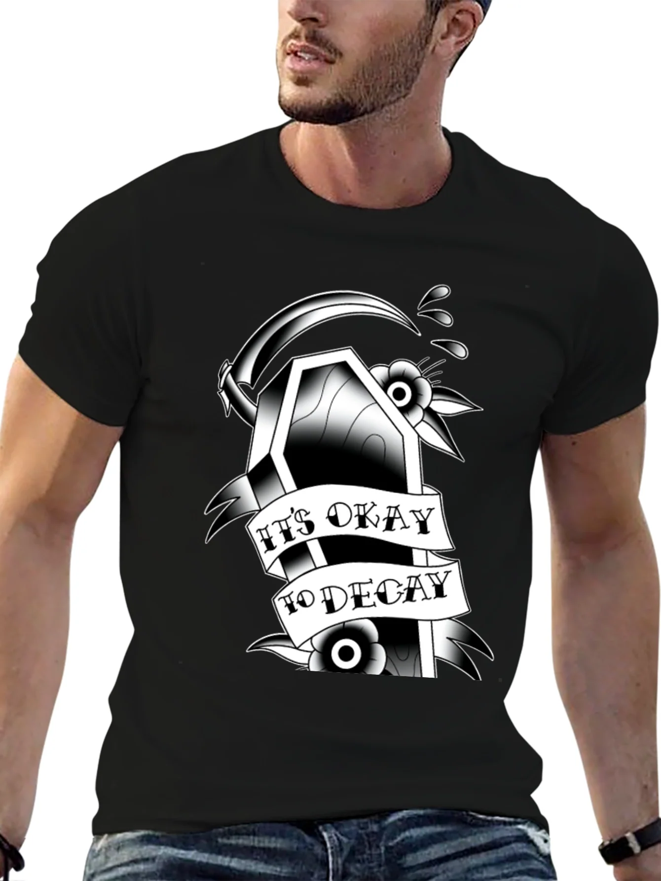 Gothic Coffin Graphic Tee: Its Okay to Decay