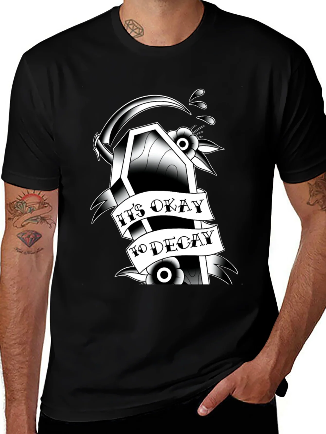 Gothic Coffin Graphic Tee: Its Okay to Decay