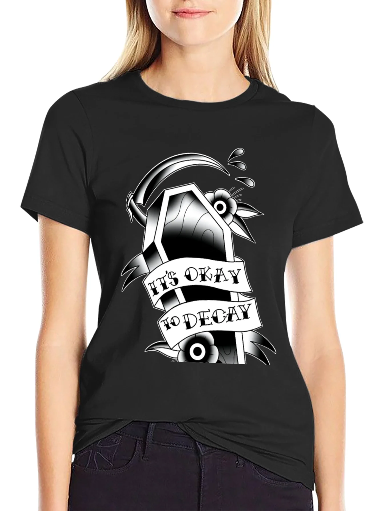 Gothic Coffin Graphic Tee: Its Okay to Decay