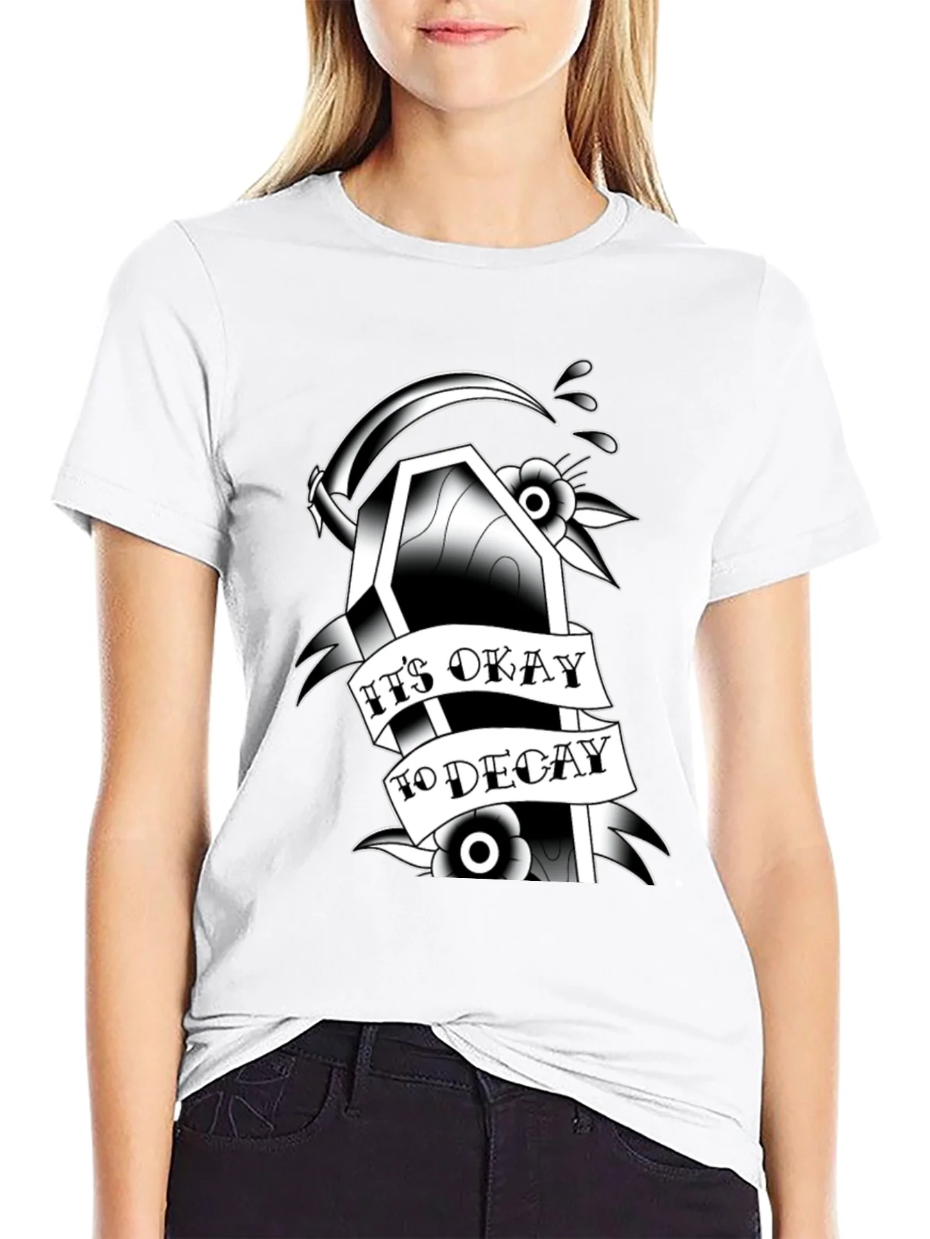Gothic Coffin Graphic Tee: Its Okay to Decay