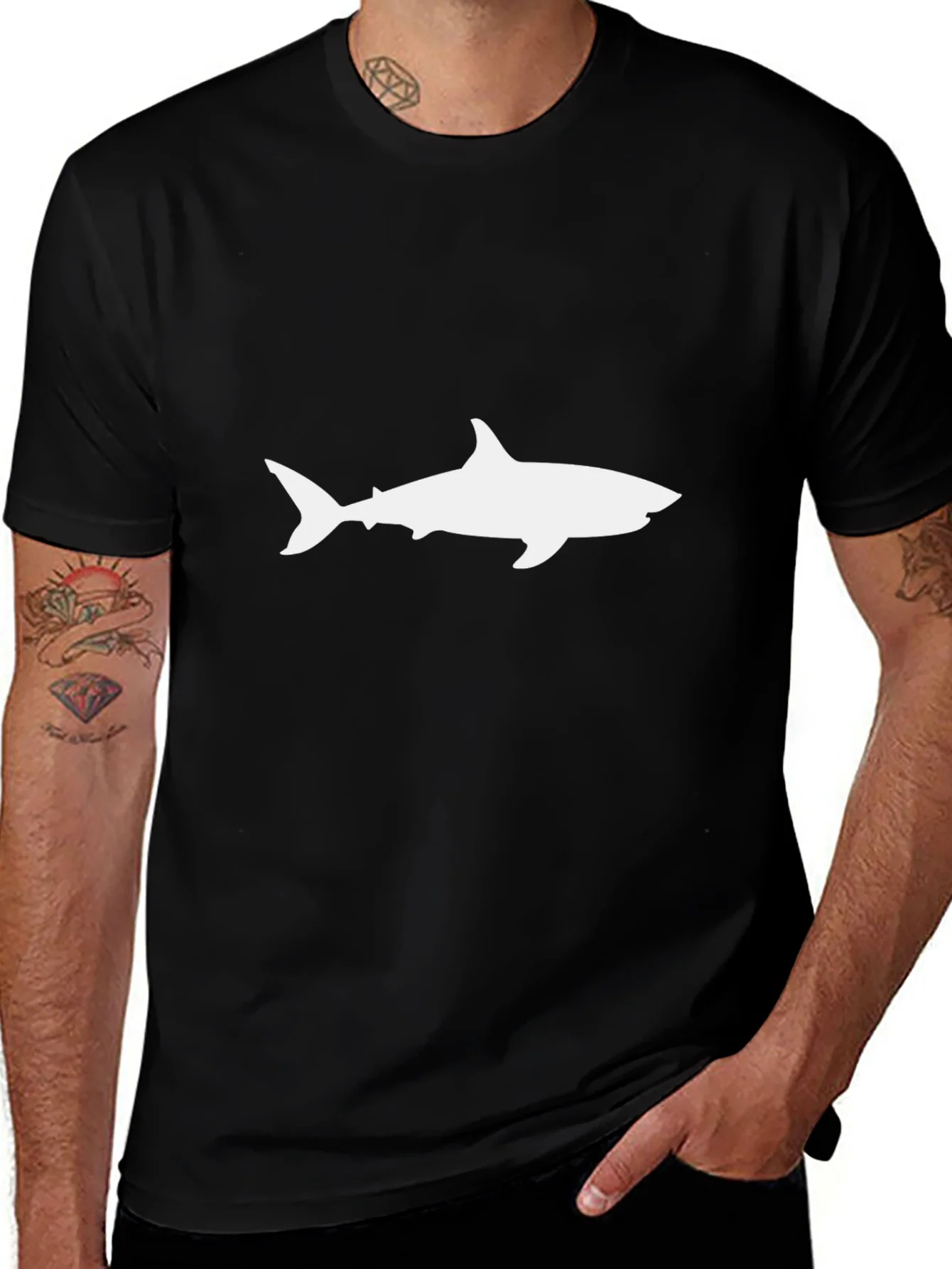 Shark Silhouette T-Shirt - Black
