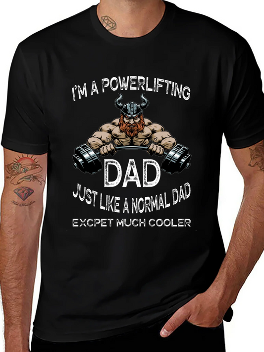 Powerlifting Dad Graphic T-Shirt - Cool Viking Design