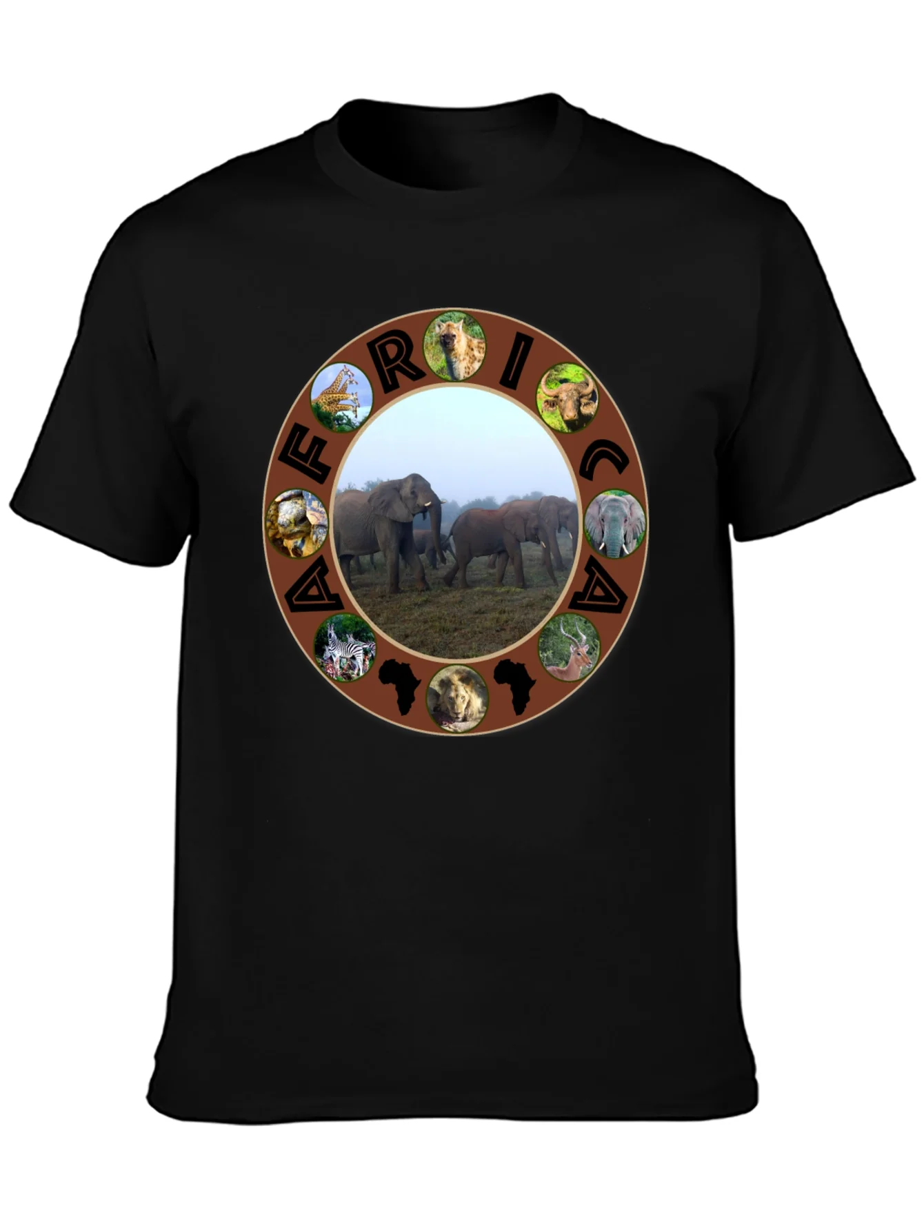 Africa Wildlife T-Shirt - Black Safari Tee