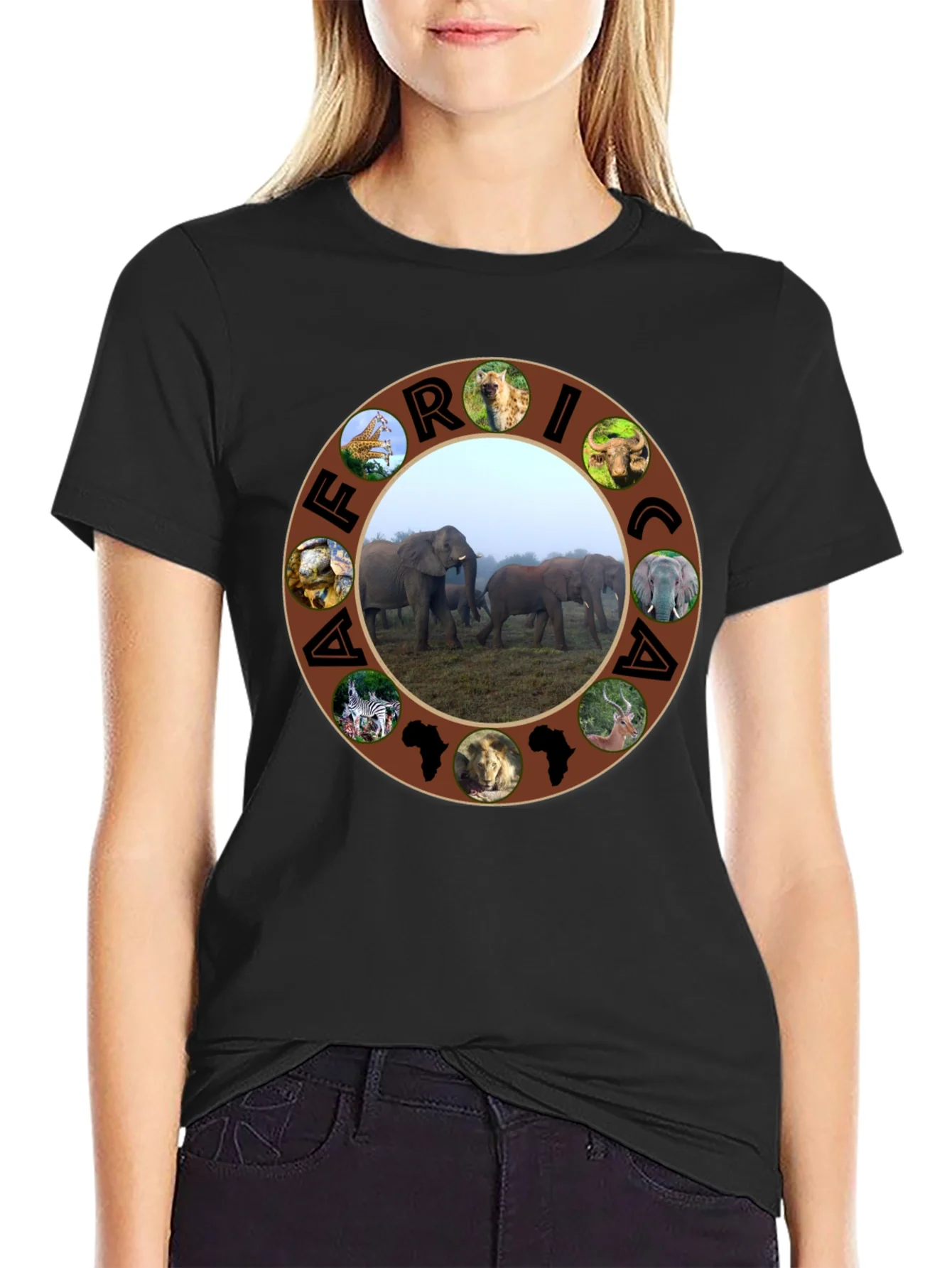 Africa Wildlife T-Shirt - Black Safari Tee