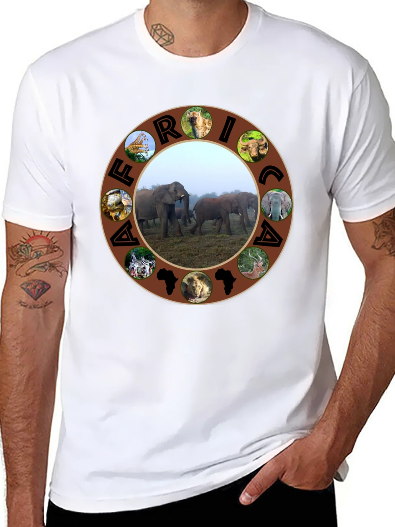 Africa Wildlife T-Shirt - Black Safari Tee