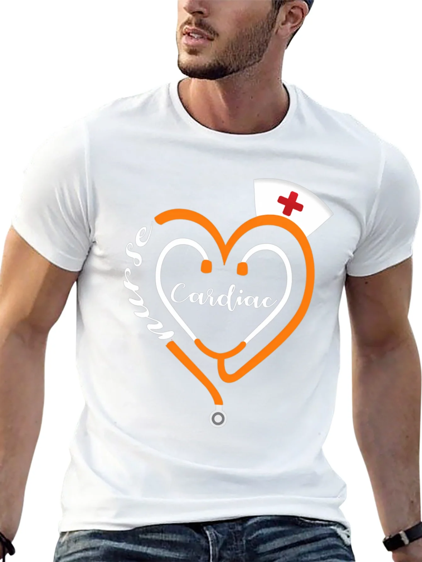 Cardiac Nurse T-Shirt - Heart Stethoscope Tee