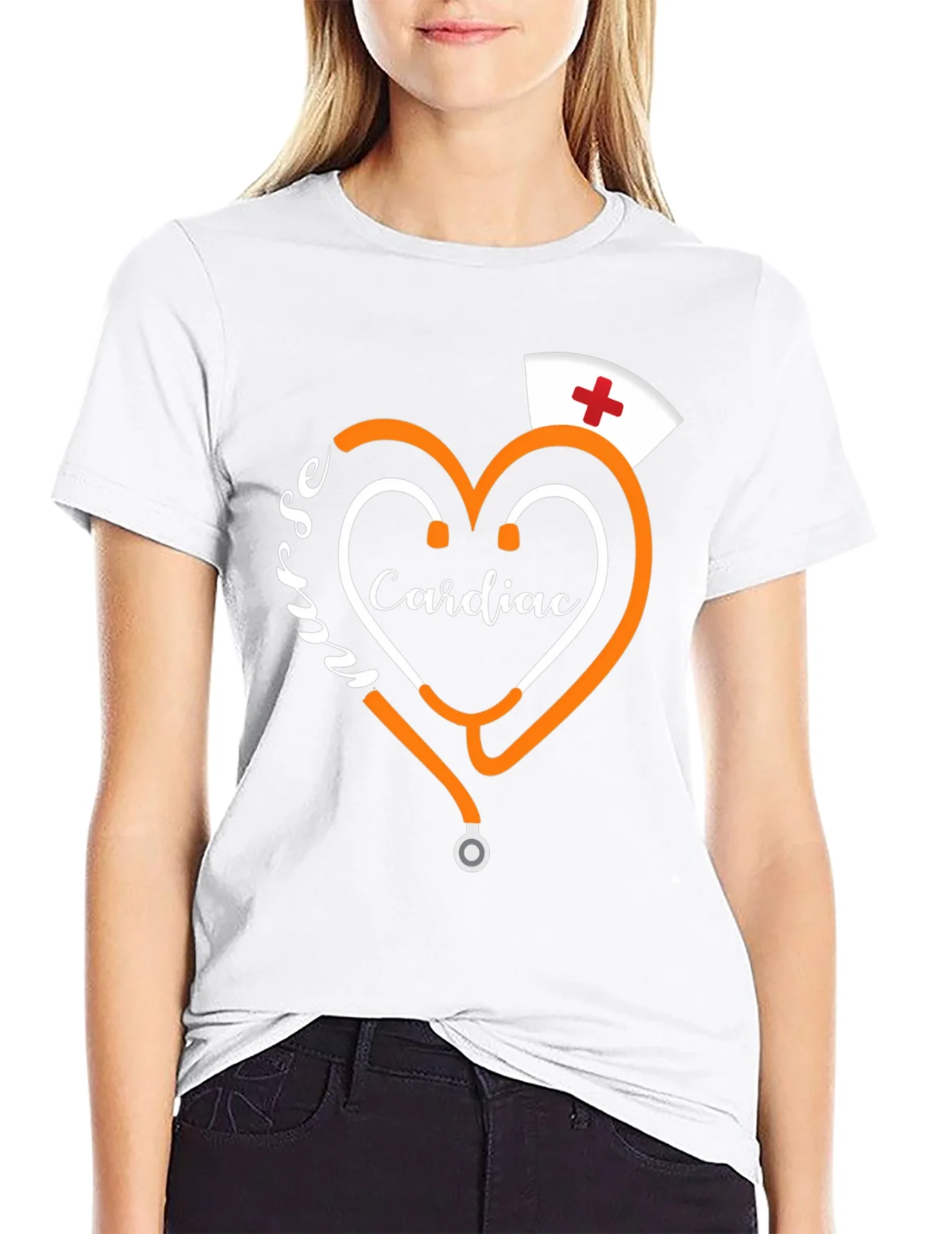 Cardiac Nurse T-Shirt - Heart Stethoscope Tee