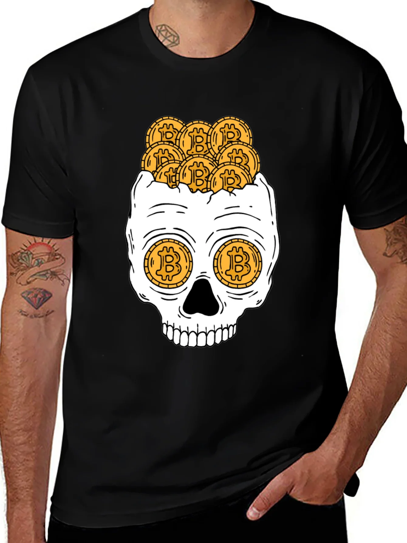 Bitcoin Skull Graphic T-Shirt - Crypto Currency Tee