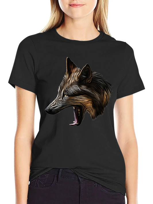 Wolf Graphic Black T-Shirt - Bold Animal Design