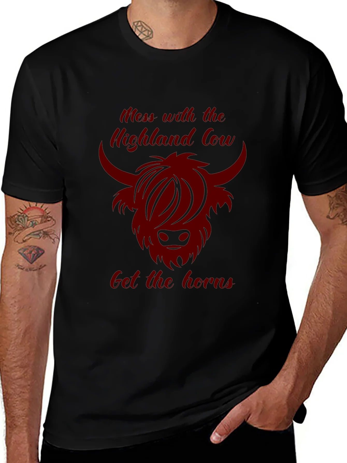 Highland Cow Graphic Tee - Dark Humor T-Shirt