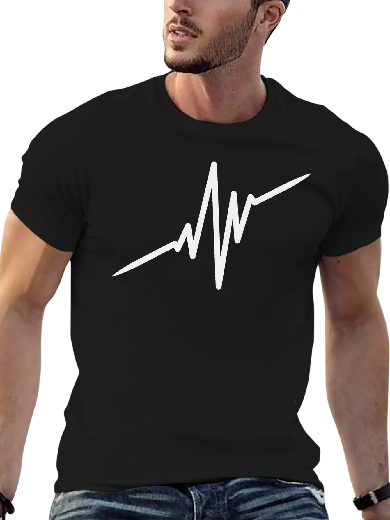 Heartbeat Graphic Black T-Shirt