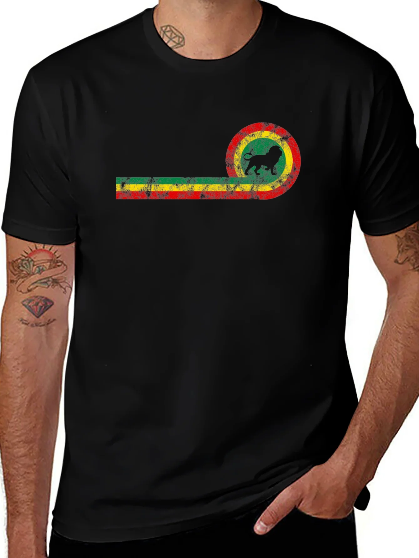 Rasta Lion Black T-Shirt - Reggae Style Tee