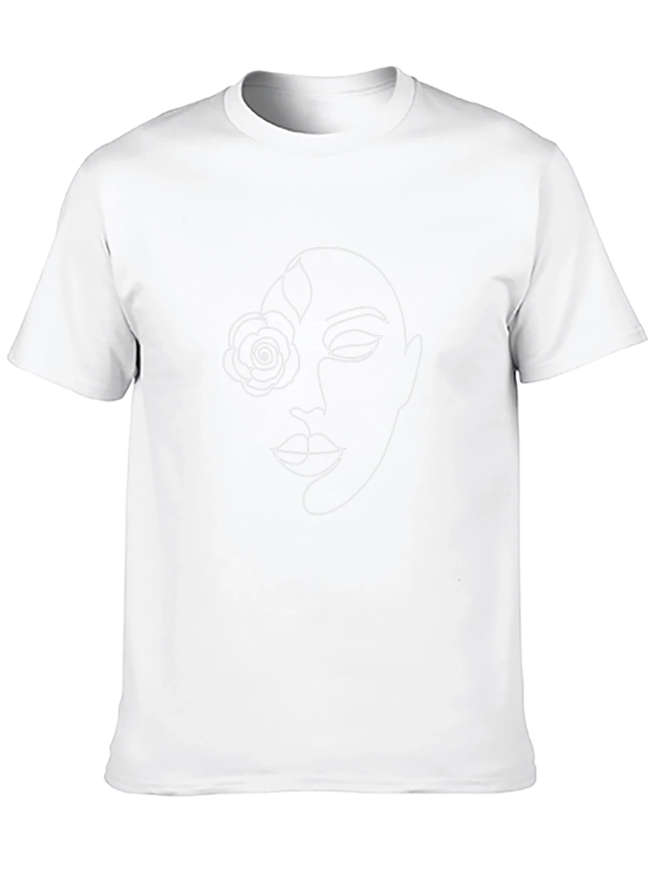 Abstract Face Line Art Graphic Tee - Black