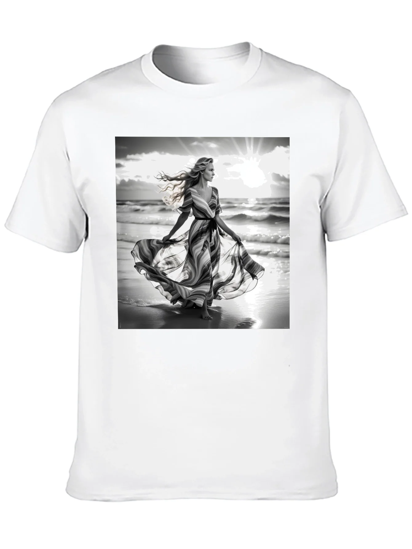 Elegant Woman on Beach T-Shirt