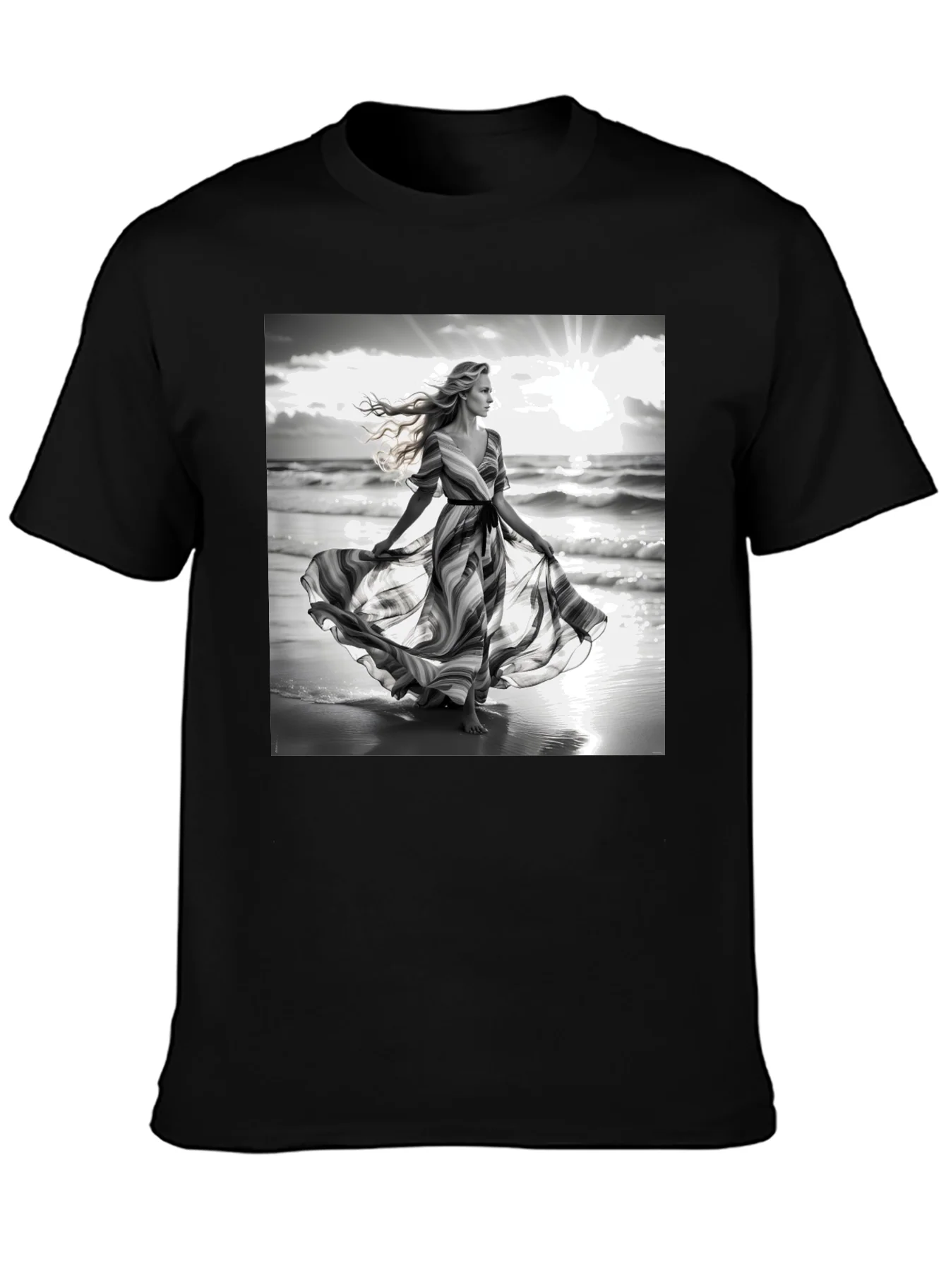 Elegant Woman on Beach T-Shirt