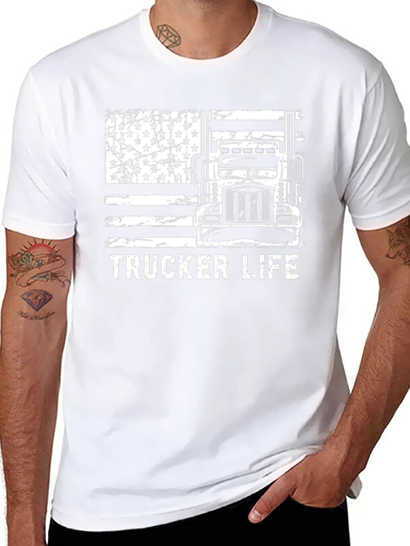Trucker Life American Flag Graphic Tee