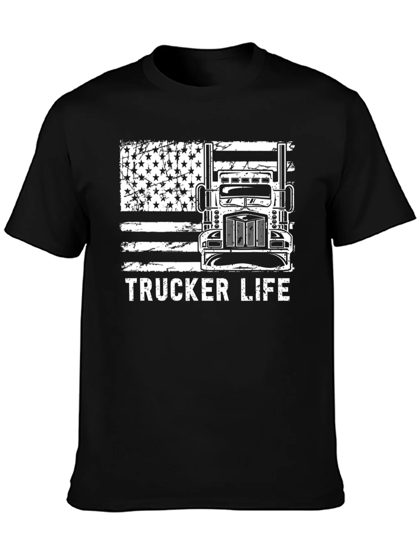 Trucker Life American Flag Graphic Tee