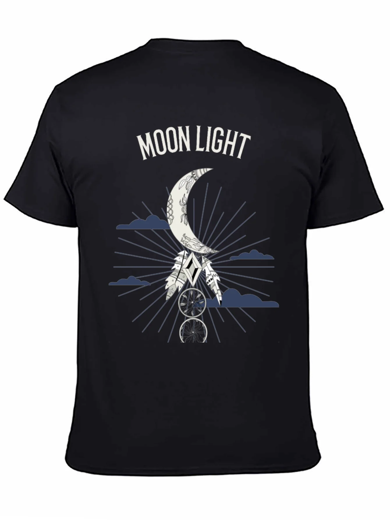 Moonlight Graphic Tee - Dreamcatcher Design - Black T-Shirt