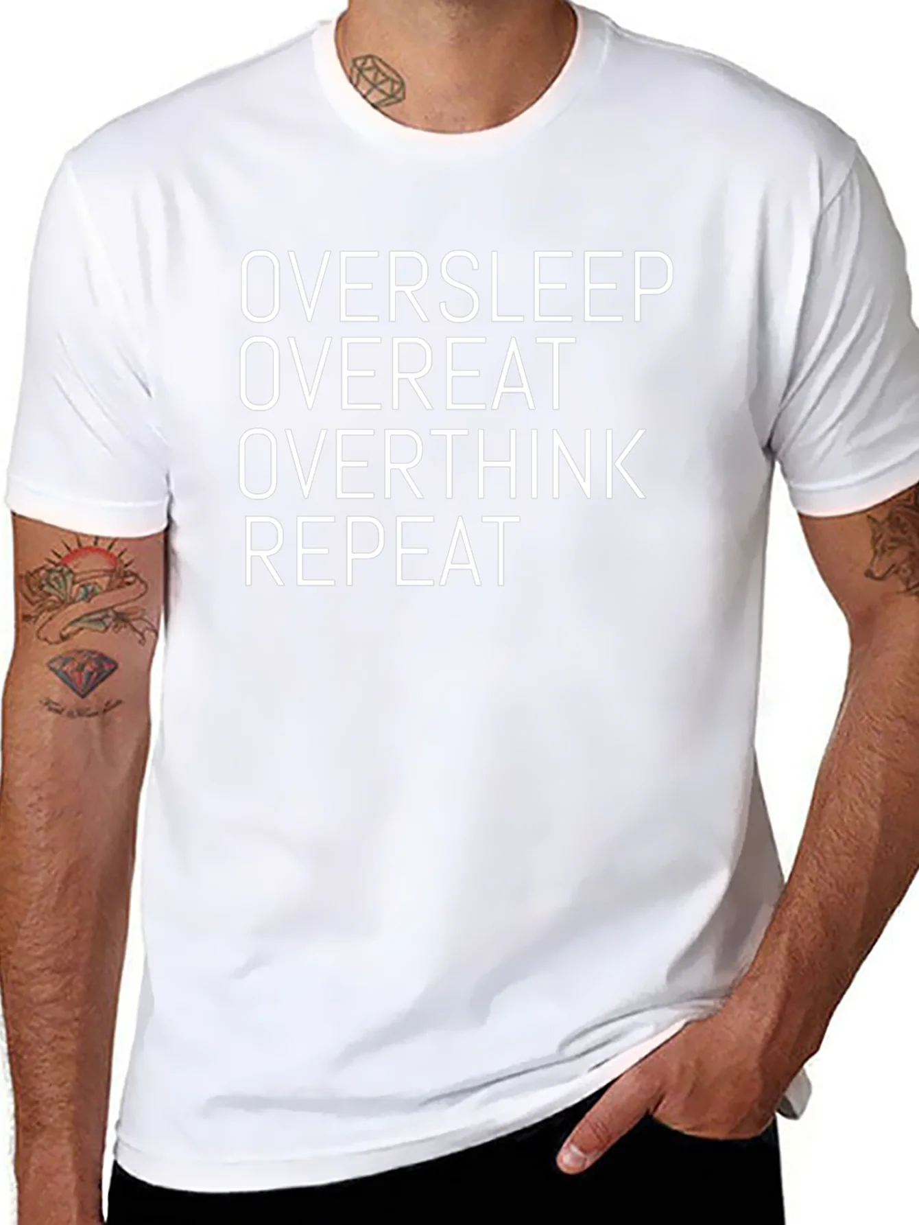 Oversleep Overeat Graphic Tee - Black Cotton T-Shirt