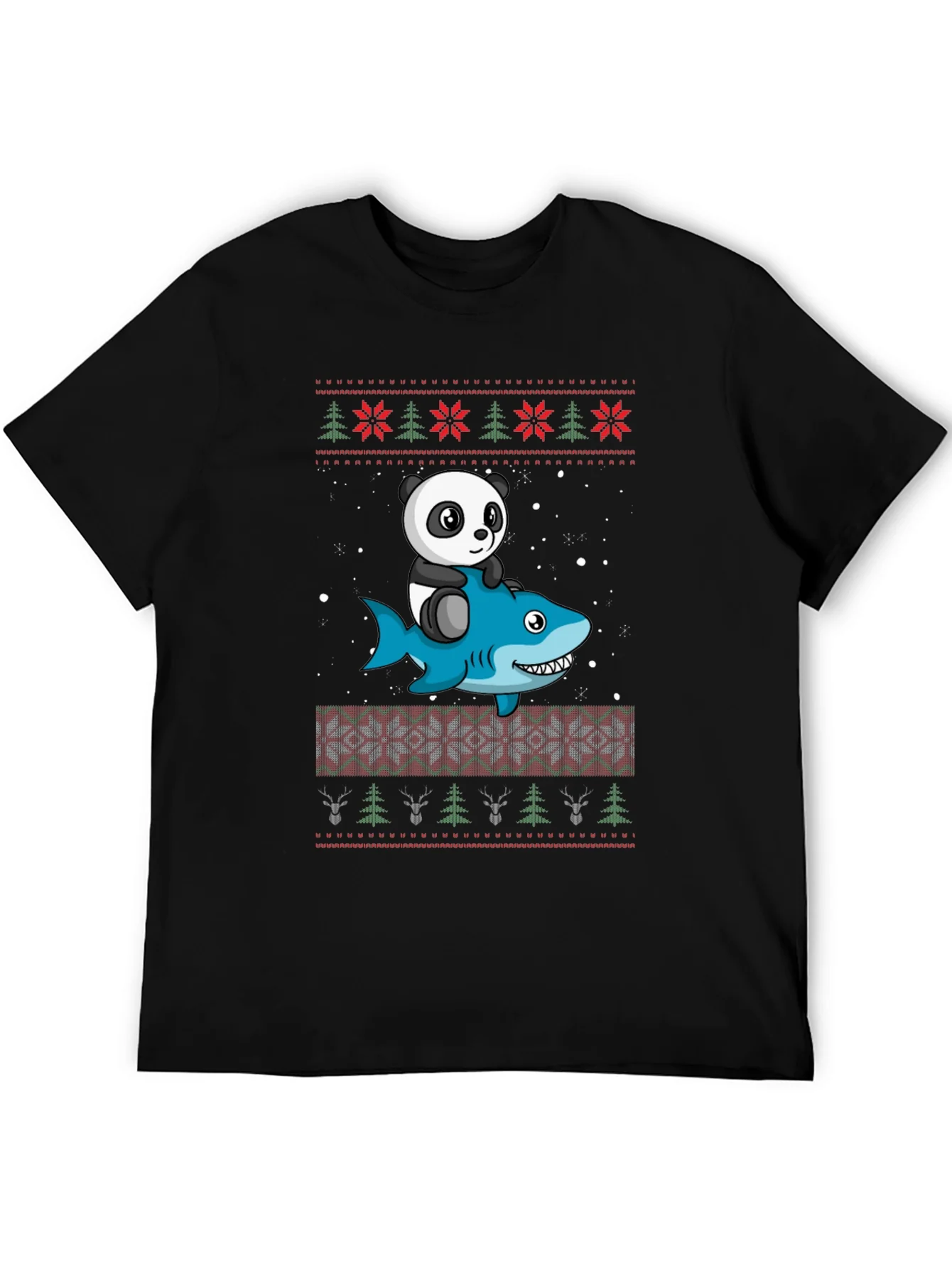 Panda Riding Shark Ugly Christmas Sweater T-Shirt