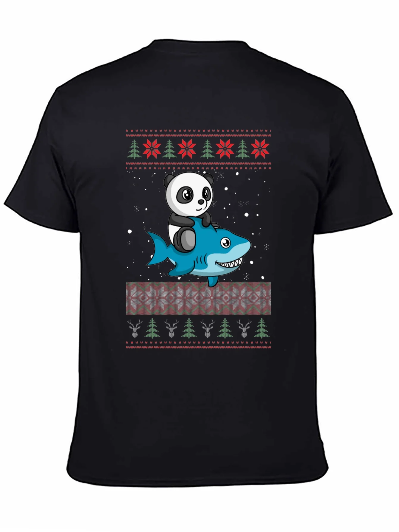 Panda Riding Shark Ugly Christmas Sweater T-Shirt