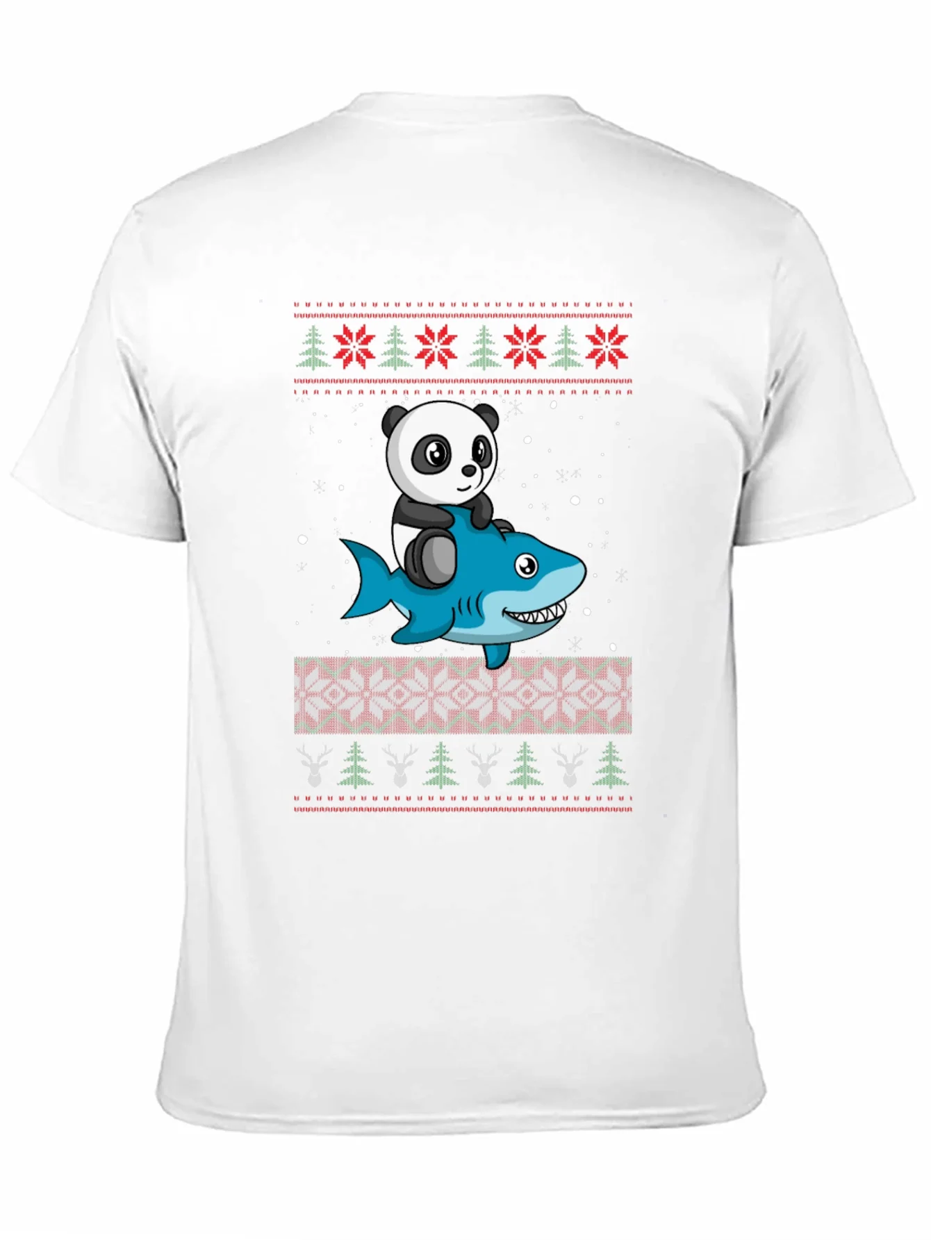 Panda Riding Shark Ugly Christmas Sweater T-Shirt