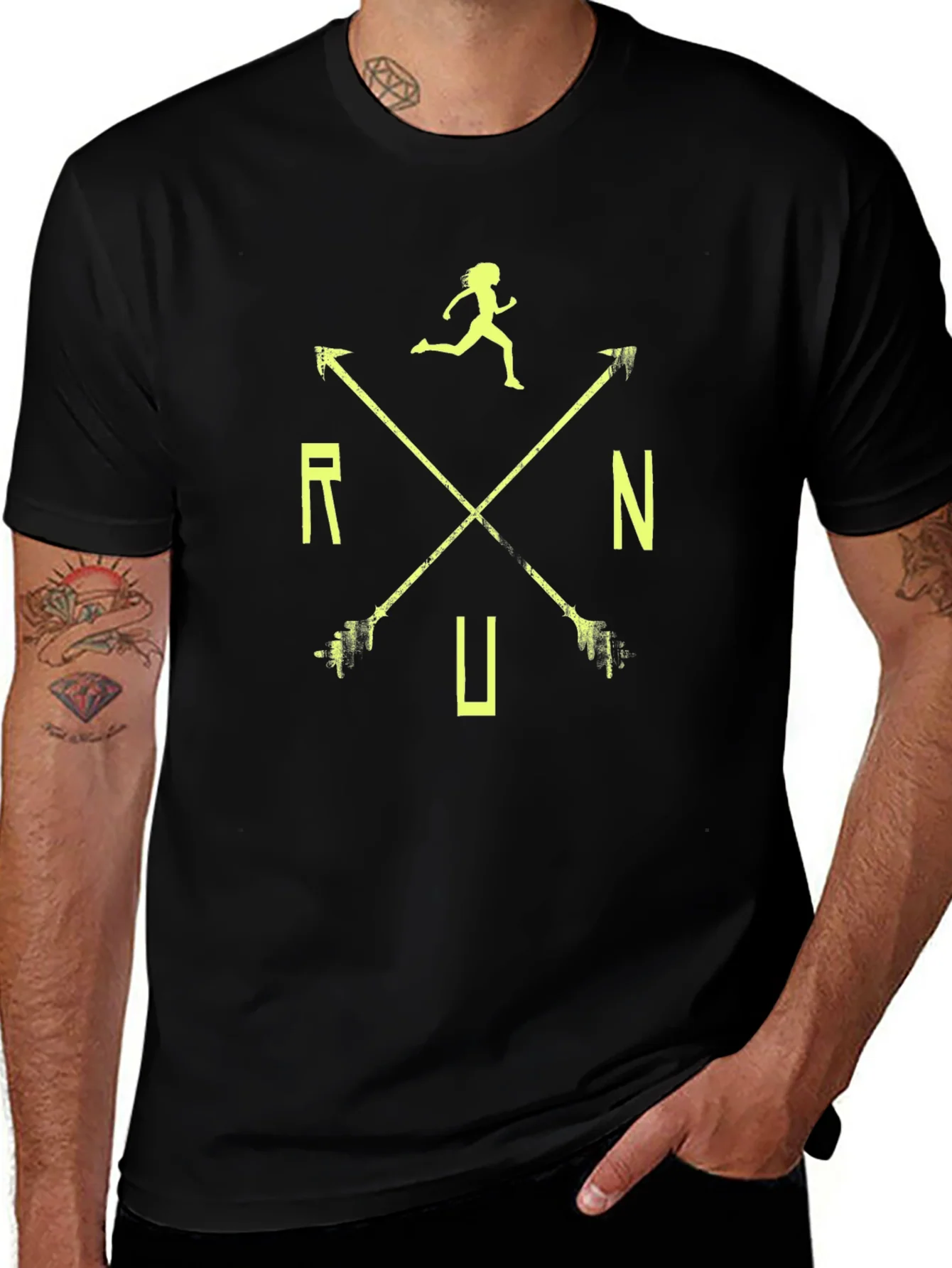 Run Arrow T-Shirt - Black Graphic Tee