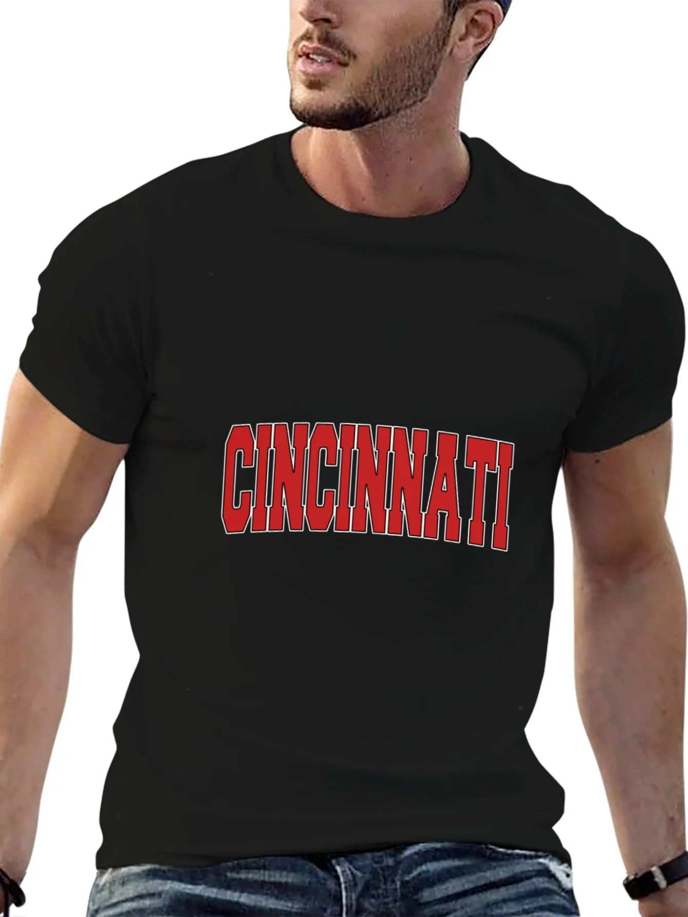Cincinnati Reds Style Black T-Shirt