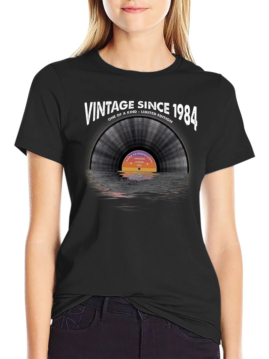 Vintage Since 1984 Vinyl Record Graphic T-Shirt
