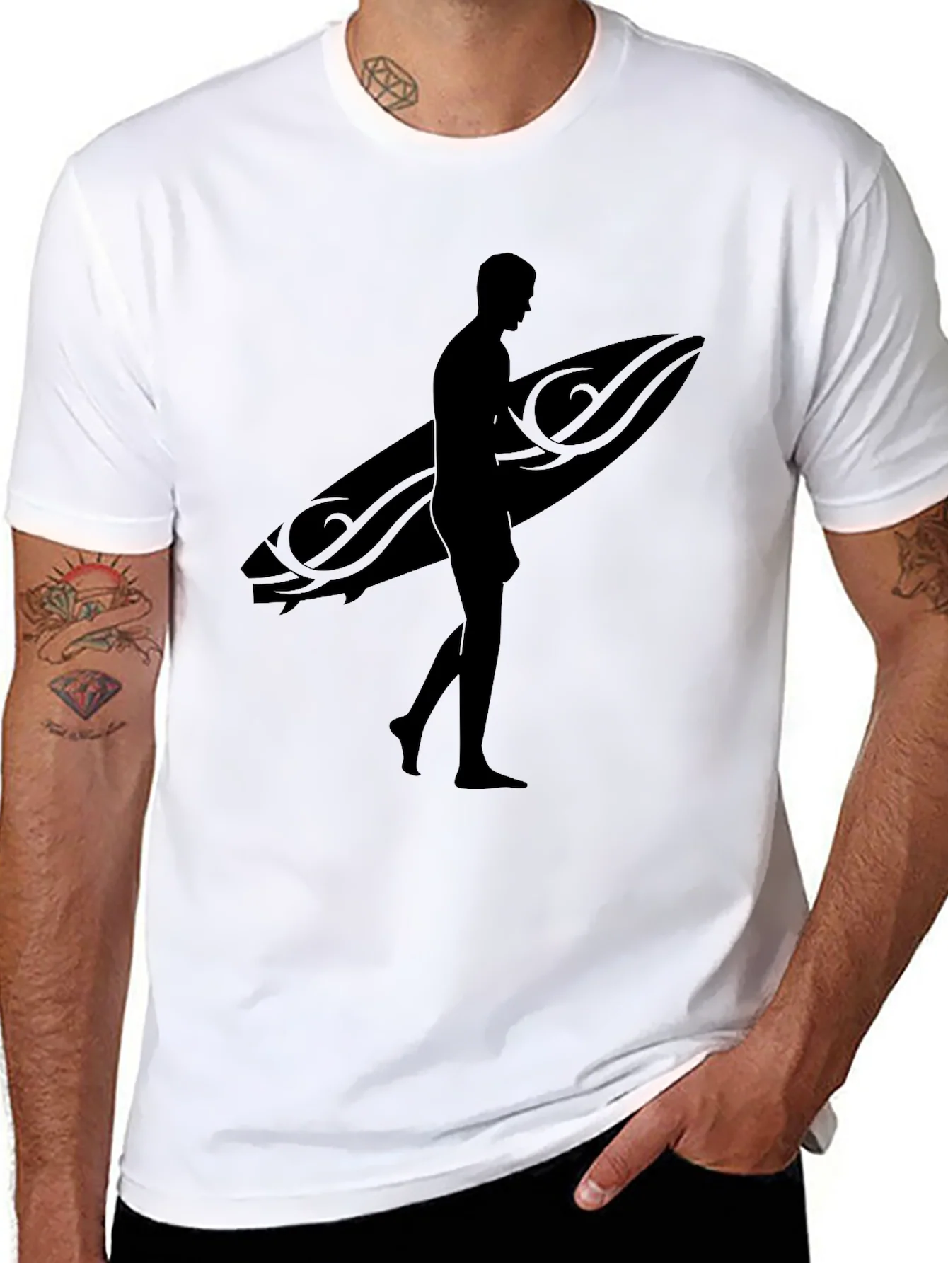 Black Surfer Silhouette T-Shirt