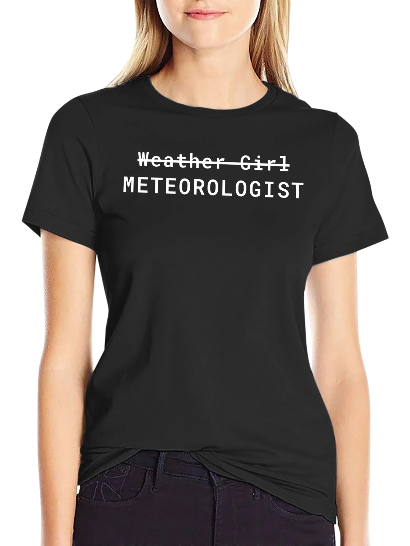 Weather Girl Meteorologist Black Graphic T-Shirt
