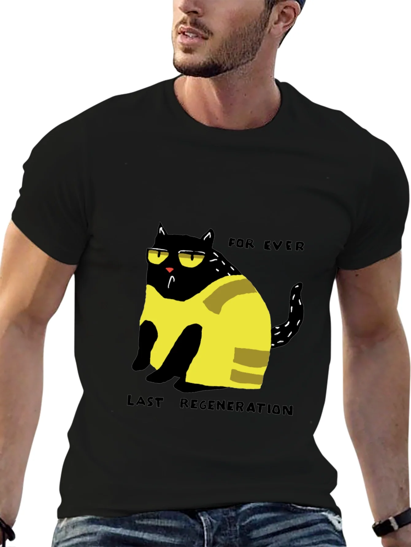 Funny Cat Forever Last Regeneration Black T-Shirt